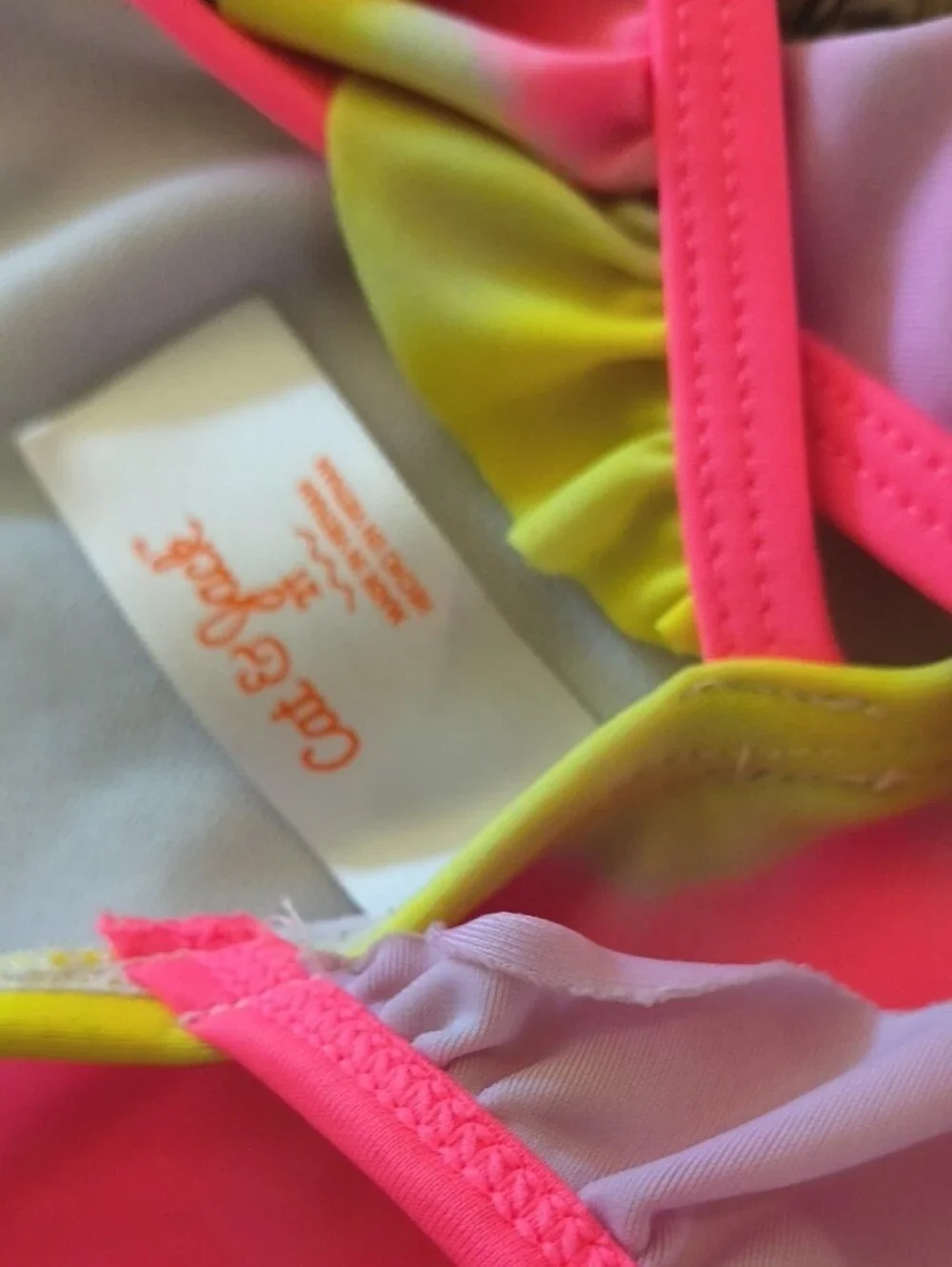 Cat & Jack Pastel Rainbow Ruffle-Shoulder One-Piece - Pink, Yellow, Blue